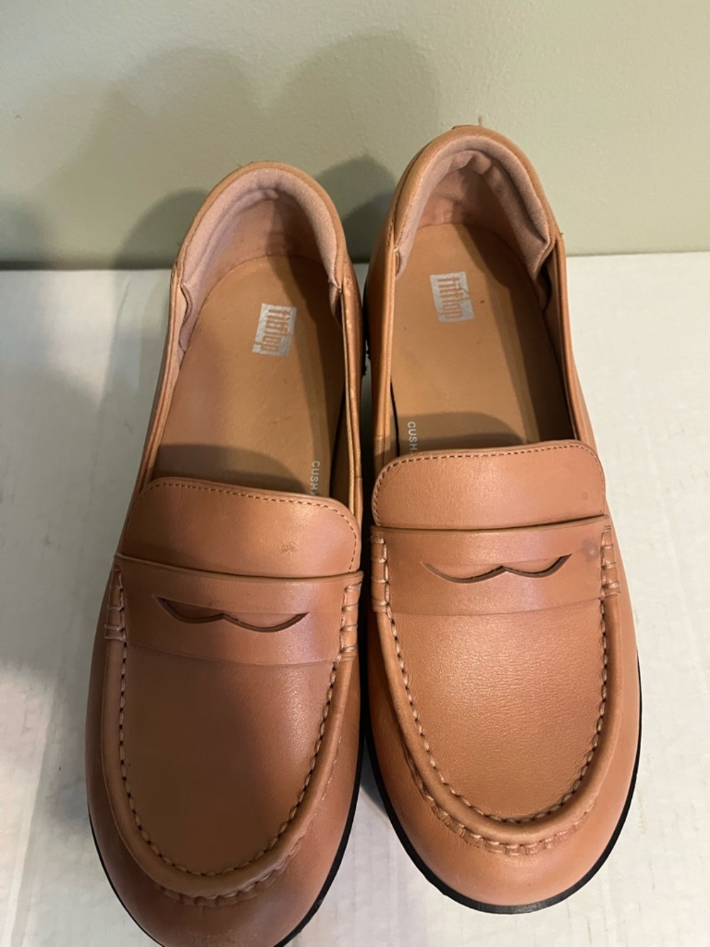 Fitflops Pilar platform Loafers Tan Leather Cush X Comfort Trendy Chunky US 9 - Picture 6 of 14